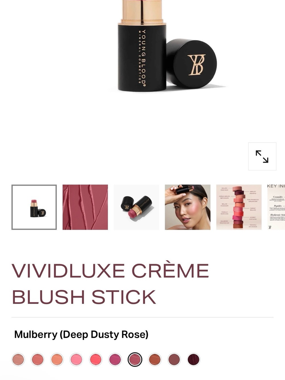 VividLuxe Crème Blush Stick — Mulberry (Deep Dusty Rose)